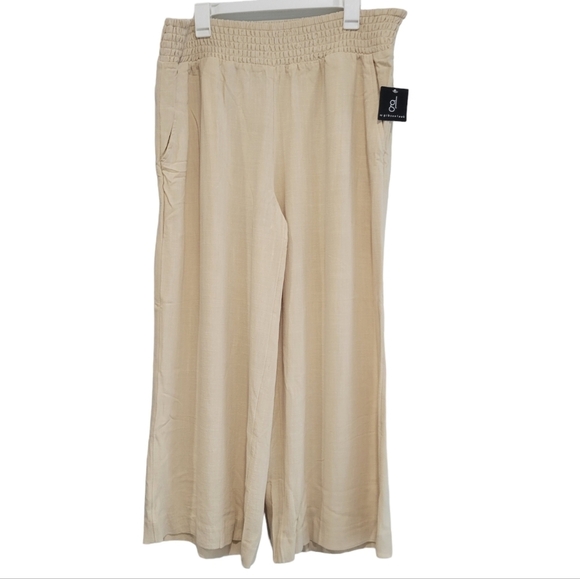 GL by Gibsonlook Women's Linen Blend Smocked Wide Leg Pant Size XL - Picture 2 of 9
